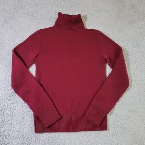 Ralph Lauren Purple Label Cashmere Turtleneck Sweater S Burgundy Ribbed $1090